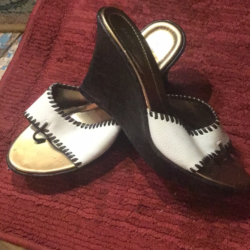 Cork bottom leather leather summer sandal wedges